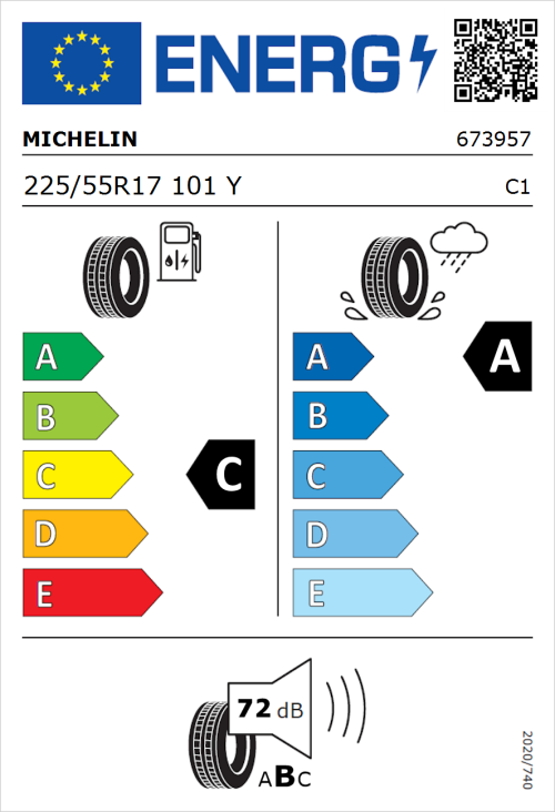 Tyre Label for Michelin Pilot Sport 5 225/55R17 101Y
